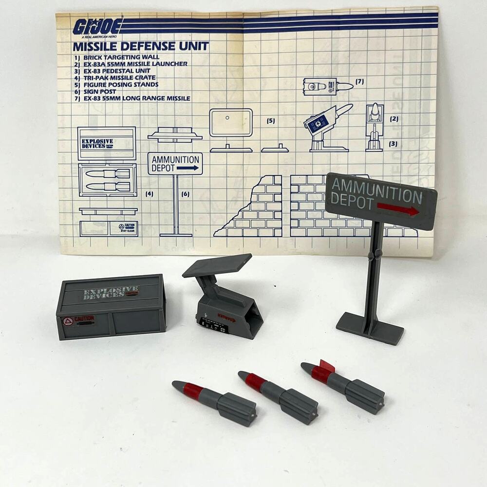 Vintage 80s GI Joe Missile Defense Unit w Blueprints Incomplete